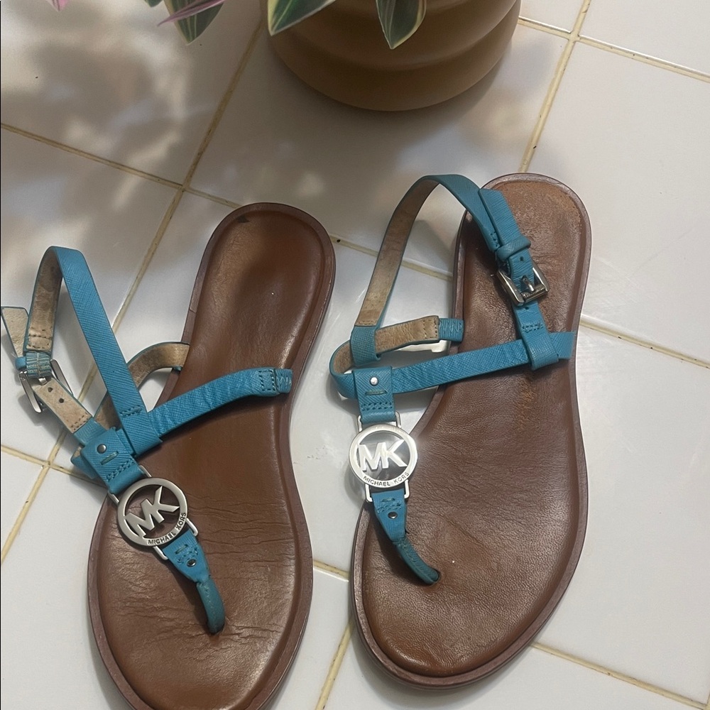 Michael Kors Teal and Brown Sandals